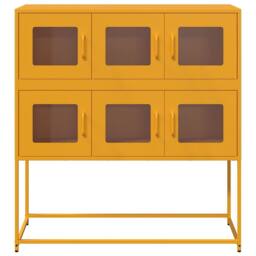 Berkfield Home Sideboard Mustard Yellow 100.5x39x107 cm Cold-rolled Steel - thumbnail 5