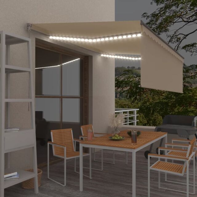 Berkfield Home Manual Retractable Awning with Blind&LED 4x3m Cream - image 1