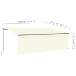 Berkfield Home Manual Retractable Awning with Blind&LED 4x3m Cream - thumbnail 7