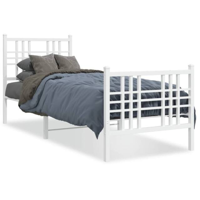 Berkfield Home Metal Bed Frame without Mattress with Footboard White 80x200cm - Size: 80x200 cm - image 1