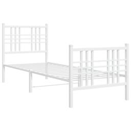Berkfield Home Metal Bed Frame without Mattress with Footboard White 80x200cm - Size: 80x200 cm - thumbnail 3