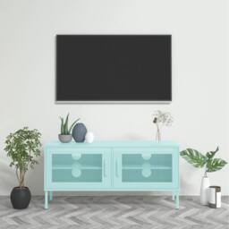 Berkfield Home TV Cabinet Mint 105x35x50 cm Steel in Green - Size: 105 x 35 x 50 cm