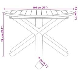 Berkfield Home Garden Table √ò109x74 cm Solid Wood Teak in Brown - Size: 109x74 cm - thumbnail 9