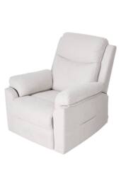 Living and Home Single Chenille Sofa Recliner Armchair in White - thumbnail 2
