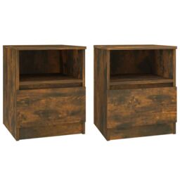 Berkfield Home Bedside Cabinets 2 pcs Smoked Oak 40x40x50 cm Engineered Wood in Brown - Size: 40 x 40 x 50 cm - thumbnail 2