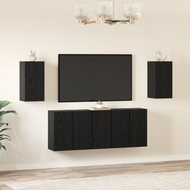 Berkfield Home TV Cabinet 7 pcs Black oak 30.5 x 30 x 60 cm Engineered wood - image 1