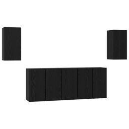Berkfield Home TV Cabinet 7 pcs Black oak 30.5 x 30 x 60 cm Engineered wood - thumbnail 2