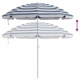 Berkfield Home White Beach Parasol with Metal Pole Blue & White 161x193 cm Polyester - thumbnail 6