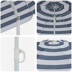 Berkfield Home White Beach Parasol with Metal Pole Blue & White 161x193 cm Polyester - thumbnail 5