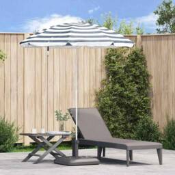 Berkfield Home White Beach Parasol with Metal Pole Blue & White 161x193 cm Polyester - thumbnail 2