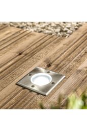 CGC Lighting MYAH Square Small Single Stainless Steel Inground Or Decking Lights in Silver