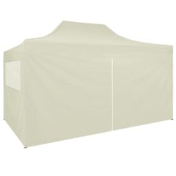 Berkfield Home Professional Folding Party Tent with 4 Sidewalls 3x4 m Steel Cream in Beige - thumbnail 3