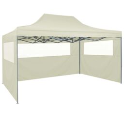 Berkfield Home Professional Folding Party Tent with 4 Sidewalls 3x4 m Steel Cream in Beige - thumbnail 4