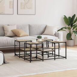 Berkfield Home Coffee Table Sonoma Oak 91x91x40 cm Engineered Wood in Brown - Size: 91 x 91 x 40 cm - thumbnail 3