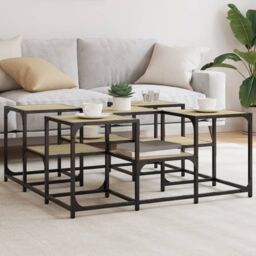 Berkfield Home Coffee Table Sonoma Oak 91x91x40 cm Engineered Wood in Brown - Size: 91 x 91 x 40 cm - thumbnail 1