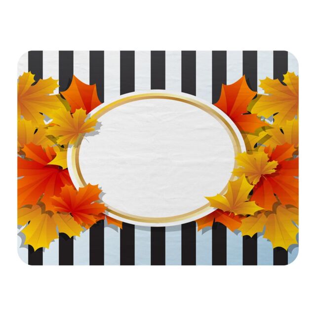 Benjamin Tate Design Orange & Red Autumn Leaves On Black Stripes Blanket in Natural - Size: 120 cm x 150 cm - image 1