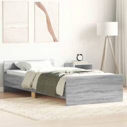 Berkfield Home Bed Frame Grey Sonoma 90x190 cm Single Engineered Wood - thumbnail 2