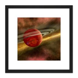 Artery8 Space NASA Birth Planet Discs Star Orbit Illustration 8X8 Inch Square Wooden Framed Wall Art Print Picture with Mount in Black - thumbnail 1