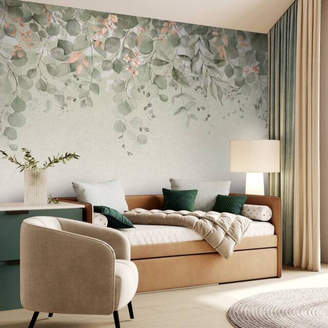 Superfresco Easy Botanical Cascade Sage Print To Order 3m x 2.8m Mural in Green - image 1
