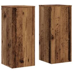 Berkfield Home Plant Stands 2 pcs Old Wood 30x30x70 cm Engineered wood in Brown - Size: 30 x 30 x 70 cm - thumbnail 3