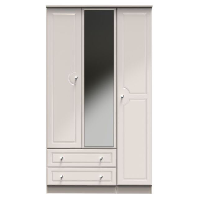 Ready Assembled 2 U Stratford Triple 2 Drawer Mirrored Wardrobe (Ready Assembled) in Taupe - image 1