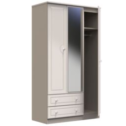 Ready Assembled 2 U Stratford Triple 2 Drawer Mirrored Wardrobe (Ready Assembled) in Taupe - thumbnail 6