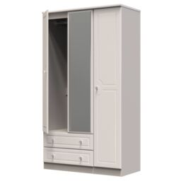 Ready Assembled 2 U Stratford Triple 2 Drawer Mirrored Wardrobe (Ready Assembled) in Taupe - thumbnail 5