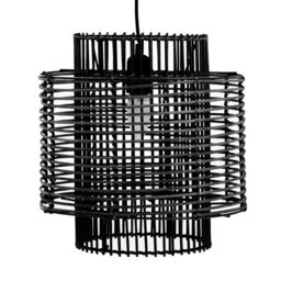 Orsina Rattan Overlapping Pendant Lamp, Rattan Pendant Light in Black - thumbnail 3