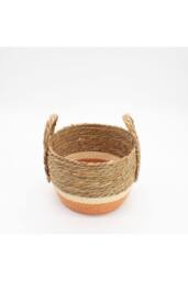 KDMD Straw & Seagrass Storage Basket Set of 3 Natural Orange - thumbnail 5