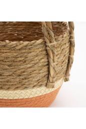 KDMD Straw & Seagrass Storage Basket Set of 3 Natural Orange - thumbnail 6