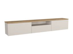 Vente-unique Floating TV Unit With 3 Doors & 1 Niche - Beige & Natural - LOTULA - thumbnail 5
