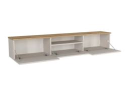 Vente-unique Floating TV Unit With 3 Doors & 1 Niche - Beige & Natural - LOTULA - thumbnail 6