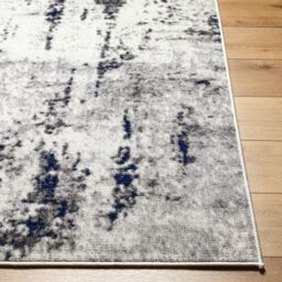 Livabliss Pisa-Abstract Black Grey Off-White Modern Marble Living Dining Bedroom Rug in Dark Blue - Size: 150 cm x 210 cm - thumbnail 5