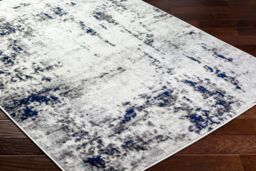 Livabliss Pisa-Abstract Black Grey Off-White Modern Marble Living Dining Bedroom Rug in Dark Blue - Size: 150 cm x 210 cm - thumbnail 6
