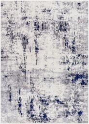 Livabliss Pisa-Abstract Black Grey Off-White Modern Marble Living Dining Bedroom Rug in Dark Blue - Size: 150 cm x 210 cm - thumbnail 2