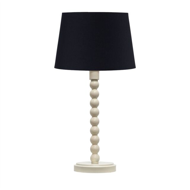 First Choice Lighting Bobbin - Ivory Lamp with Black Cotton Shade in White - image 1