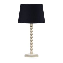 First Choice Lighting Bobbin - Ivory Lamp with Black Cotton Shade in White