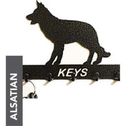 Poppyforge Alsatian Key Holder - Rack - Solid Steel - W15 x H9 cm in Black - thumbnail 2