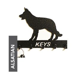 Poppyforge Alsatian Key Holder - Rack - Solid Steel - W15 x H9 cm in Black