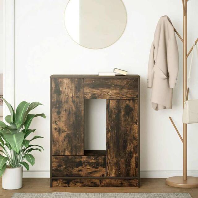 Berkfield Home Sideboard with Drawers & Doors Smoked Oak 73x31x90 cm in Brown - Size: 73 x 31 x 90 cm - image 1