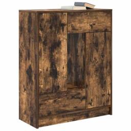 Berkfield Home Sideboard with Drawers & Doors Smoked Oak 73x31x90 cm in Brown - Size: 73 x 31 x 90 cm - thumbnail 4