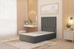 "Somnior Austin 2 Drawer Divan Bed Base & 54"" Floor Standing Headboard Linen in Mid Grey - Size: Single" - thumbnail 2
