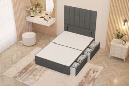 "Somnior Austin 2 Drawer Divan Bed Base & 54"" Floor Standing Headboard Linen in Mid Grey - Size: Single" - thumbnail 3