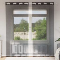 Berkfield Home Voile Curtains with Grommets 2 pcs Black 140x245 cm - thumbnail 1