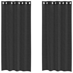 Berkfield Home Voile Curtains with Grommets 2 pcs Black 140x245 cm - thumbnail 2
