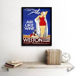 "Artery8 Travel Tourism Weston Super Mare Gwr Railway UK Framed Wall Art Print in Blue - Size: W12"" x H16""" - thumbnail 2