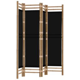 Berkfield Home Folding 4-Panel Room Divider 160 cm Bamboo & Canvas in Black - thumbnail 2