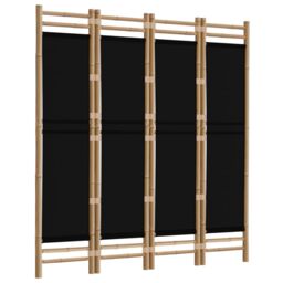 Berkfield Home Folding 4-Panel Room Divider 160 cm Bamboo & Canvas in Black - thumbnail 3
