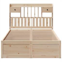 Berkfield Home Beautiful Bed Frame without Mattress 135x190 cm Double Solid Wood Pine in Light Brown - thumbnail 4