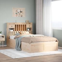 Berkfield Home Beautiful Bed Frame without Mattress 135x190 cm Double Solid Wood Pine in Light Brown - thumbnail 2